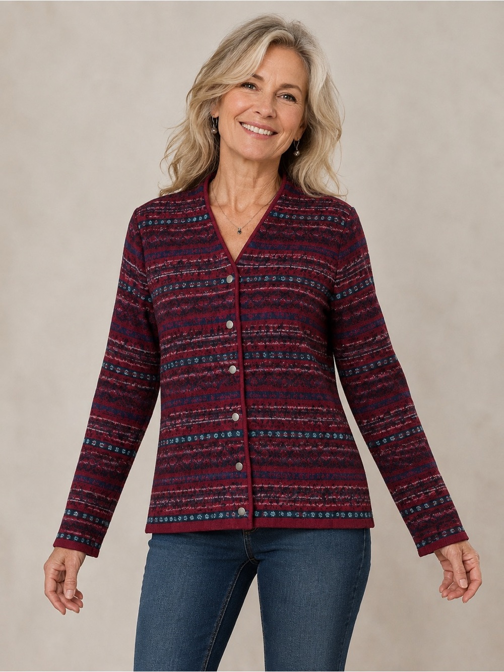 Vintage Fair Isle Wool Cardigan Jacket Tristan & Iseut Large